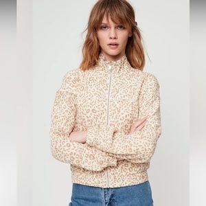 Little Moon Cream Leopard Bomber Jacket